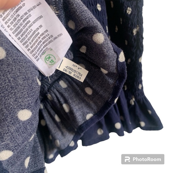 American Eagle Polka Dot Smocked Crop Top - Picture 7 of 9